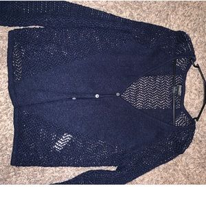 Navy button front knit cardigan